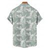 Hawaii Couple Outfit Allover Tropical Leaf Pattern Ruched Bust Belt Sweetheart Neck A Line Mini Dress and Roll Up Sleeve Shirt Vacation Matching Outfit - Vert clair S | US 4