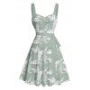 Mini Robe de Vacances Ligne A Motif de Feuille Tropicale Partout - Vert clair S | US 4