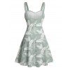 Mini Robe de Vacances Ligne A Motif de Feuille Tropicale Partout - Vert clair M | US 6