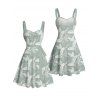 Mini Robe de Vacances Ligne A Motif de Feuille Tropicale Partout - Vert clair XL | US 12