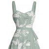 Mini Robe de Vacances Ligne A Motif de Feuille Tropicale Partout - Vert clair XXXXXL | US 20