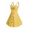 Robe Courte Florale Volantée à Taille Empire Grande Taille - Jaune S | US 4