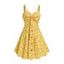 Robe Courte Florale Volantée à Taille Empire Grande Taille - Jaune S | US 4