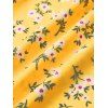 Robe Courte Florale Volantée à Taille Empire Grande Taille - Jaune S | US 4