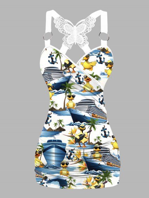 Débardeur de Plage Croisé Superposé Motif de Ranard Croisé en Dentelle