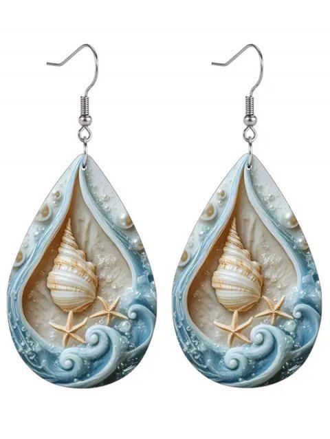 Boucles D'Oreilles Pendantes de Vacances de Plage Motif de Coquille et D'Océan
