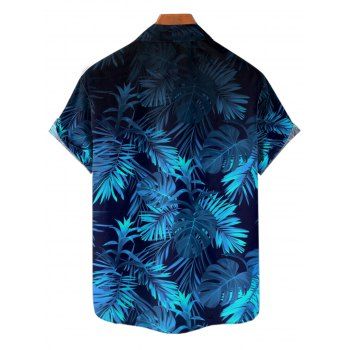 Vacation Couple Outfit Allover Tropical Leaf Pattern Spaghetti Strap V Neck A Line Mini Tank Dress and Roll Up Sleeve Shirt Beach Matching Outfit