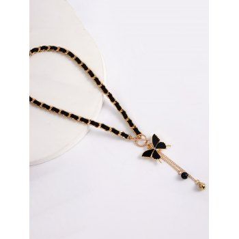 Wrapped Flannel Butterfly Clavicle Chain Artificial Crystal Tassel Elegance Necklace