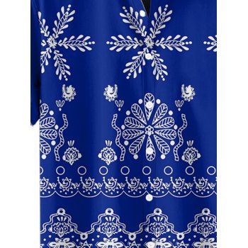 Men's Leaf Printed Bohemian Shirt Button Up Roll Up Sleeve Turn Down Collar Vacation Shirt