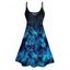 Allover Tropical Leaf Pattern Vacation Dress Spaghetti Strap V Neck A Line Mini Tank Dress - GREEN XXL | US 14