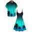 Vacation Couple Outfit Ombre Coconut Tree Seagulls Pattern Spaghetti Strap V Neck A Line Mini Tank Dress and Roll Up Sleeve Shirt Beach Matching Outfit - Rose clair S | US 4