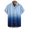 Casual Couple Outfit Ombre Ruched Bust Belt Sweetheart Neck A Line Mini Dress and Roll Up Sleeve Shirt Matching Outfit - Bleu S | US 4
