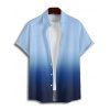 Casual Couple Outfit Ombre Ruched Bust Belt Sweetheart Neck A Line Mini Dress and Roll Up Sleeve Shirt Matching Outfit - Bleu S | US 4