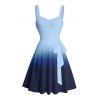 Mini Robe Décontractée Ombrée Ligne A à Taille Empire à Volants - Bleu S | US 4