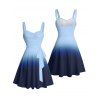 Mini Robe Décontractée Ombrée Ligne A à Taille Empire à Volants - Bleu S | US 4