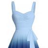 Mini Robe Décontractée Ombrée Ligne A à Taille Empire à Volants - Bleu S | US 4