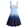 Mini Robe Décontractée Ombrée Ligne A à Taille Empire à Volants - Bleu L | US 8-10