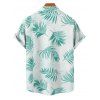 Men's Palm Tree Leaf Pattern Hawaii Shirt Button Up Roll Up Sleeve Vacation Shirt - GREEN L