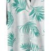 Men's Palm Tree Leaf Pattern Hawaii Shirt Button Up Roll Up Sleeve Vacation Shirt - GREEN L
