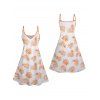 Mini-Robe Hawaïen Ligne A Motif de Feuille Palmier à Bretelle Fine à Col V - Orange XXXL | US 16