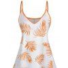 Mini-Robe Hawaïen Ligne A Motif de Feuille Palmier à Bretelle Fine à Col V - Orange XXXL | US 16