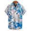 Men's Tropical Leaf Floral Print Vacation Shirt Roll Up Sleeve Button Up Beach Shirt - LIGHT PINK S