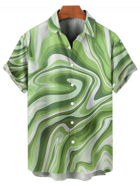 Chemise de Vacances D'Art Abstrait Imprimée Boutonnée à Manches Roulées pour Homme