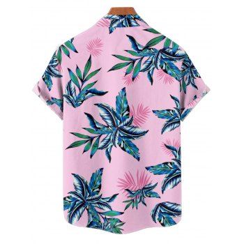 Hawaii Couple Outfit Solid Color Cinched Swim Top Tropical Plant Leaf Pattern Bowknot Boyshorts Tankini Set and Roll Up Sleeve Shirt Vacation Outfit