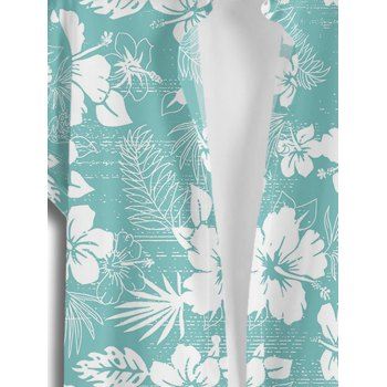 Hawaii Hibiscus Print Vacation Shirt Button Up Short Sleeve Shirt