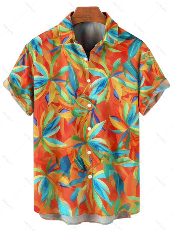 Hawaii Couple Outfit Solid Color Bowknot Swim Top Abstract Art Printed Ruched Tummy Control  Briefs Tankini Set and Roll Up Sleeve Shirt Vacation Outfit - Orange S | US 4