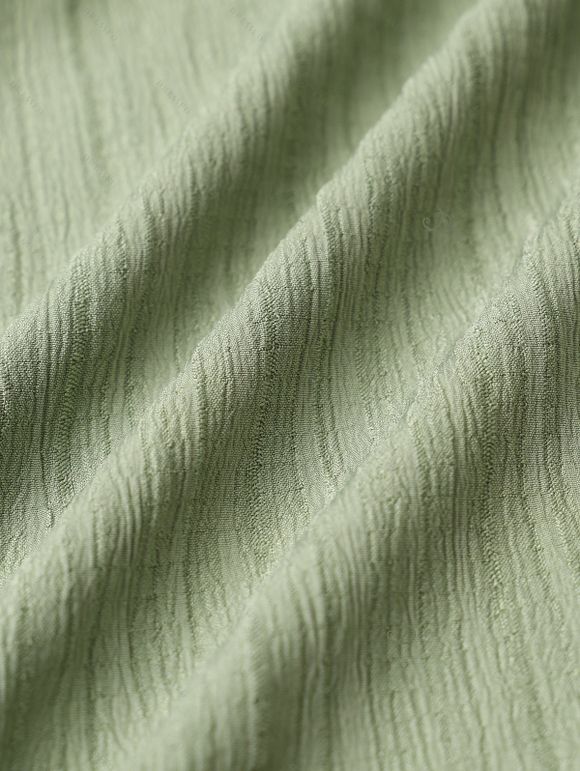 Mini Robe Ligne A Décontractée en Dentelle Insérée en Couleur Unie à Taille Empire à Col Plongeant - Vert clair XL | US 12