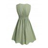 Mini Robe Ligne A Décontractée en Dentelle Insérée en Couleur Unie à Taille Empire à Col Plongeant - Vert clair M | US 6