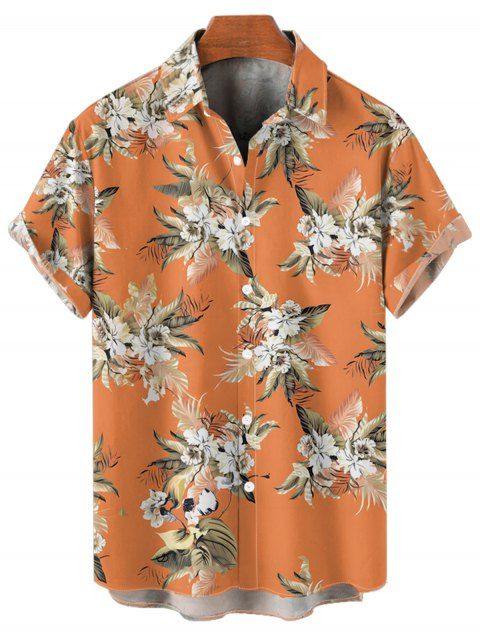 Chemise Décontractée Manches Courtes à Motif Floral avec Boutons pour Hommes