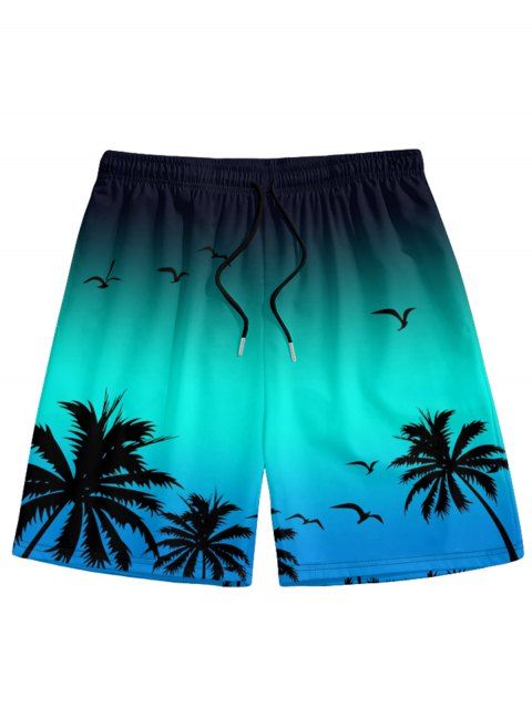 Short de Plage Ombré Motif de Cocotier Elastique pour Homme