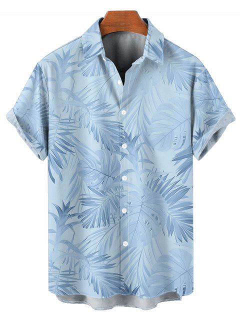 Chemise de Vacances Décontractée Motif de Feuille de Plante Tropicale à Manches Courtes