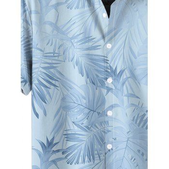 Men's Allover Tropical Plant Leaf Pattern Vacation Shirt Roll Up Short Sleeve Button Up Casual Shirt