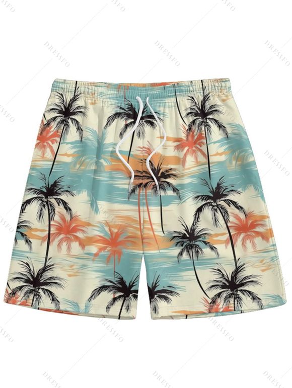 Short de Plage de Vacances Imprimé Palmier pour Homme - multicolor F 5XL