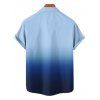 Vacation Couple Outfit Ombre Ruched Bust Belt Sweetheart Neck Empire Waist A Line Mini Dress and Roll Up Sleeve Shirt Drawstring Shorts Beach Matching Outfit - BLUE S | US 4