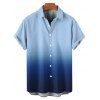 Vacation Couple Outfit Ombre Ruched Bust Belt Sweetheart Neck Empire Waist A Line Mini Dress and Roll Up Sleeve Shirt Drawstring Shorts Beach Matching Outfit - BLUE S | US 4