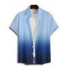 Vacation Couple Outfit Ombre Ruched Bust Belt Sweetheart Neck Empire Waist A Line Mini Dress and Roll Up Sleeve Shirt Drawstring Shorts Beach Matching Outfit - BLUE S | US 4