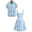 Vacation Couple Outfit Allover Tropical Plant Leaf Pattern Ruched Bust Belt Sweetheart Neck A Line Mini Dress and Roll Up Sleeve Shirt Casual Matching Outfit - Vert clair S | US 4