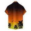 Vacation Couple Outfit Ombre Coconut Tree Seagulls Pattern Spaghetti Strap V Neck A Line Mini Tank Dress and Roll Up Sleeve Shirt Beach Matching Outfit - Orange S | US 4