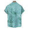 Vacation Couple Outfit Allover Tropical Plant Leaf Pattern Ruched Bust Belt Sweetheart Neck A Line Mini Dress and Roll Up Sleeve Shirt Casual Matching Outfit - Vert clair S | US 4