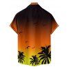 Chemise de Plage Jointif Motif Mouettes et Cocotier à Manches Roulées pour Hommes - Orange 5XL