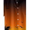 Chemise de Plage Jointif Motif Mouettes et Cocotier à Manches Roulées pour Hommes - Orange 5XL