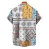 Vacation Couple Outfit Colorblock Paisley Geometric Pattern Spaghetti Strap V Neck A Line Mini Tank Dress and Roll Up Sleeve Shirt Bohemian Matching Outfit - multicolor S | US 4