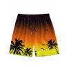 Short de Plage Ombré Motif de Cocotier Elastique pour Homme - Orange 5XL