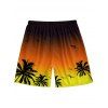 Short de Plage Ombré Motif de Cocotier Elastique pour Homme - Orange 5XL