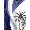 Chemise de Vacances Boutonnée Feuille de Noix de Coco Imprimée à Manches Courtes - Bleu 5XL