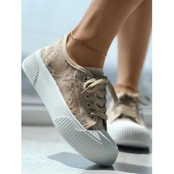 See Thru Lace Up Flat Platform Thick Platform Casual Shoes